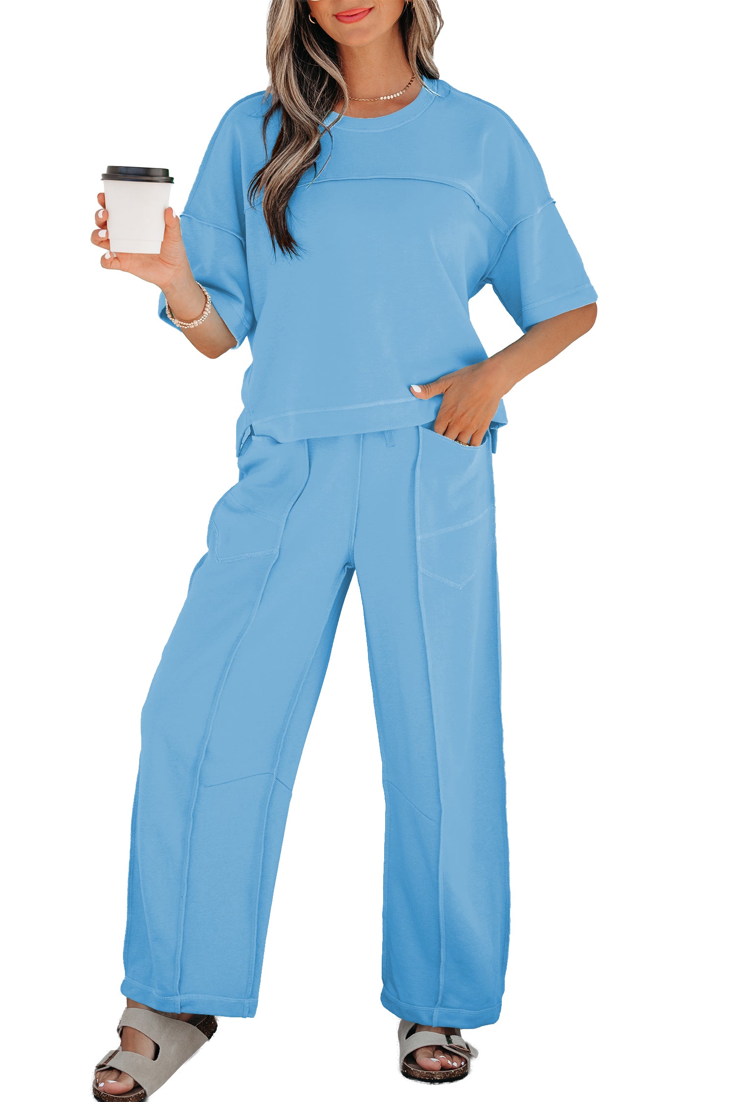 Drop Shoulder Boxy Tee and Barrel Pants Set