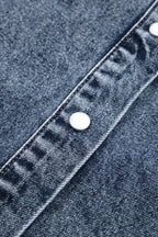 Ashleigh Blue Solid Denim Button Front Pocket Sleeveless Cowboy Vest