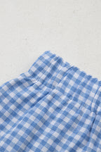 Red Gingham Printed High Waist Shorts