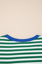 Rose Stripe Drop Shoulder Boxy Casual Terry Short Set
