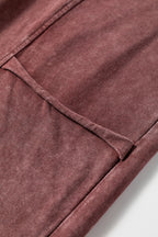 Lapis Mineral Wash Lace-up High Waist Raw Hem Patched Pocket Pants