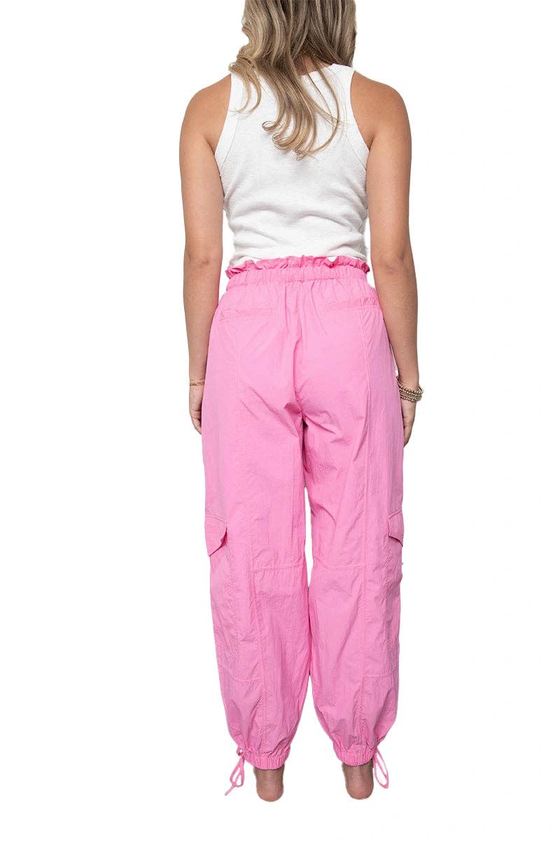 Hot Pink Cargo Parachute Joggers
