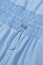 Plain Sleeveless Loop Drawstring Cinched Waist Romper