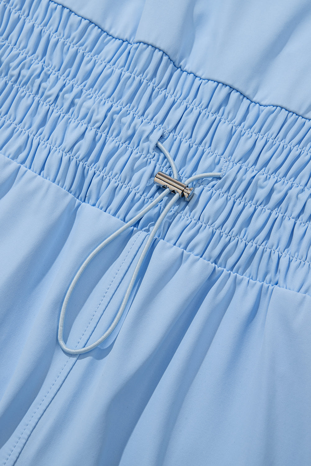 Plain Sleeveless Loop Drawstring Cinched Waist Romper