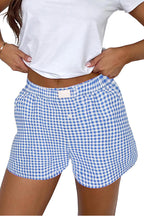 Red Gingham Printed High Waist Shorts