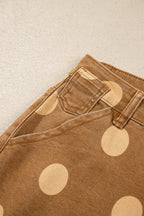 Polka dot ankle-length casual jeans with metal buttons by Dear-Lover, featuring a relaxed fit and stylish design.