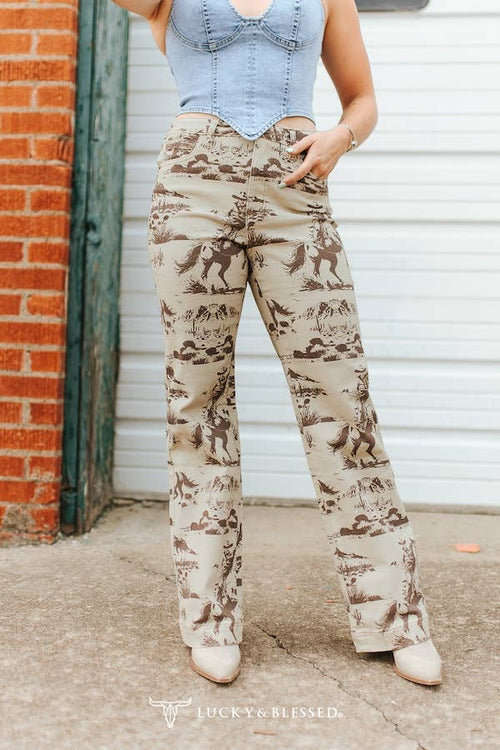 Beige Desert high Rise Trouser Jeans (32in Inseam)