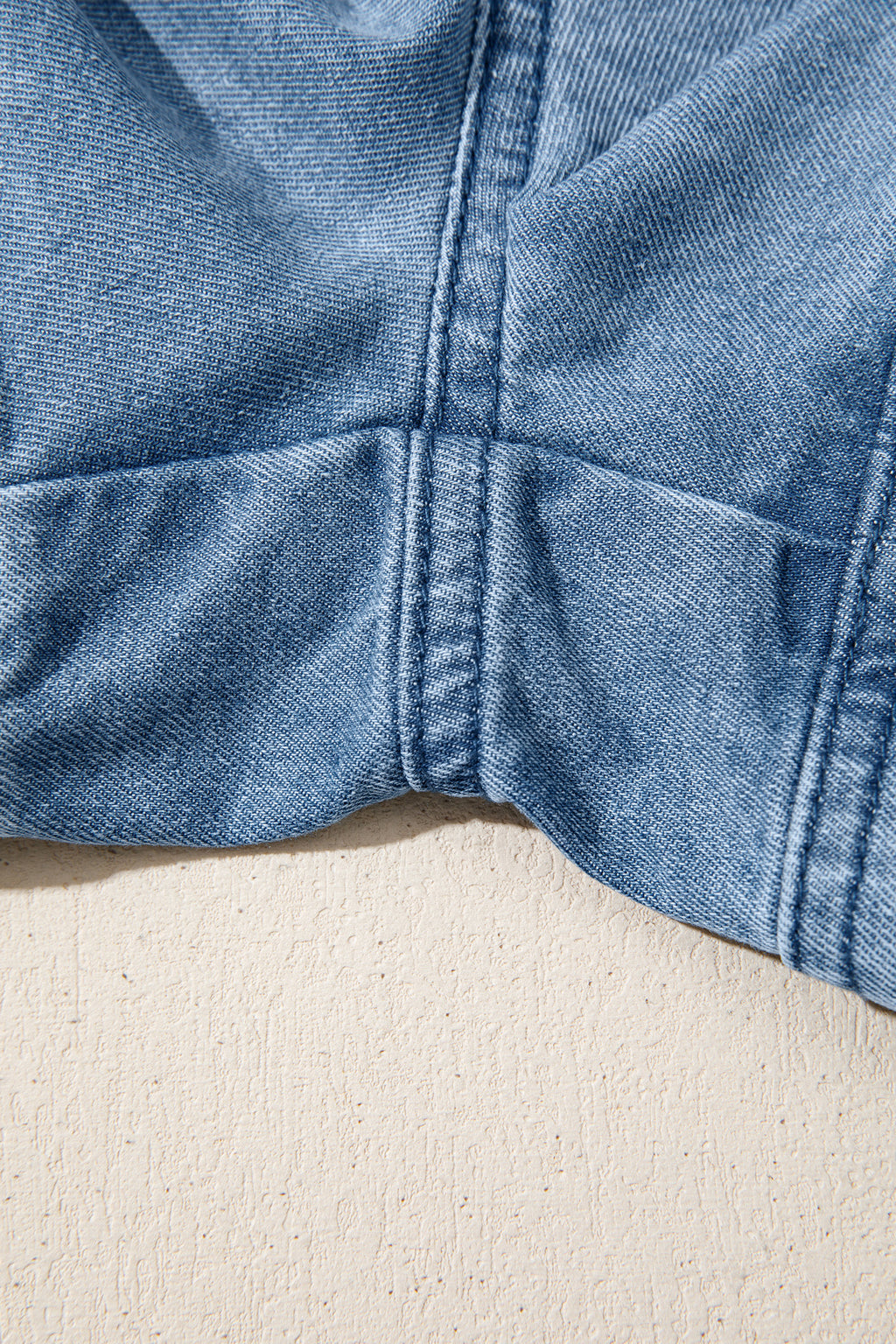 Dusk Blue Smocked Elastic Waist Denim Shorts
