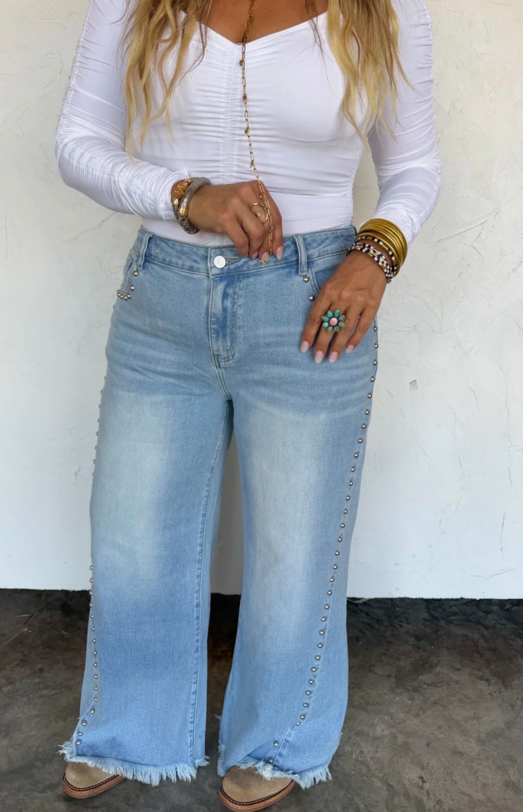 Preorder: OFF THE GRID STUDDED JEANS - ETA LATE NOVEMBER
