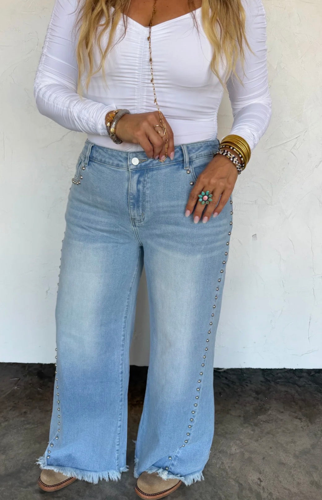 Preorder: OFF THE GRID STUDDED JEANS - ETA LATE NOVEMBER