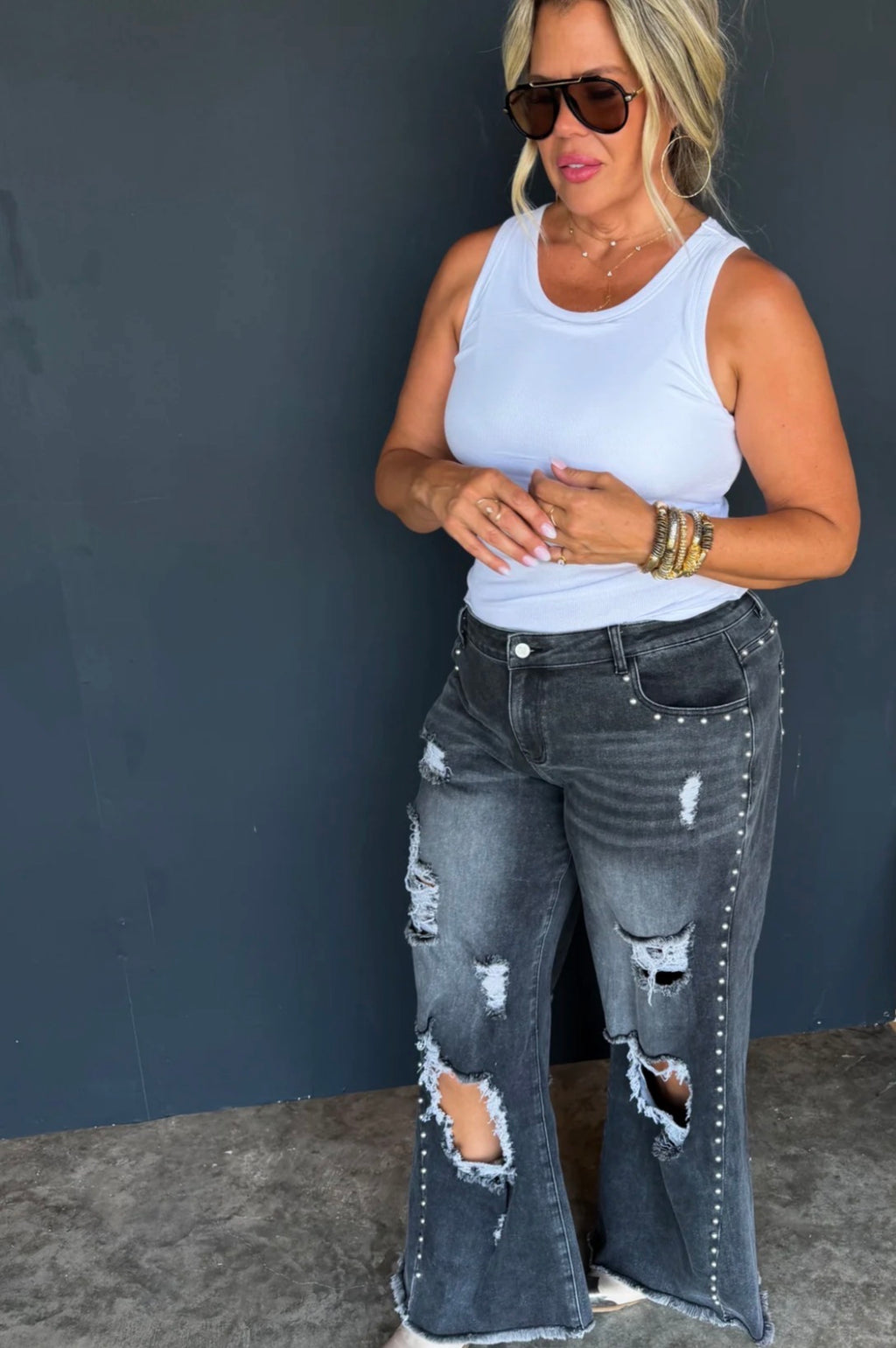 Preorder: OFF THE GRID STUDDED JEANS - ETA LATE NOVEMBER