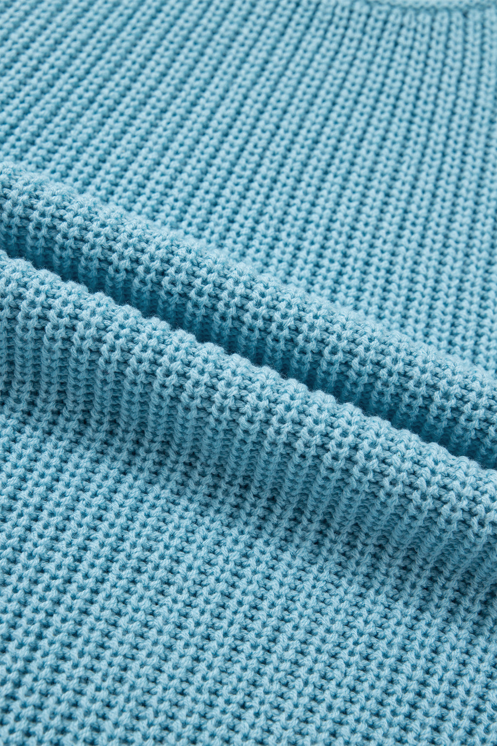 Mist Blue Exposed Seam Detail Half Sleeve Loose Sweater
