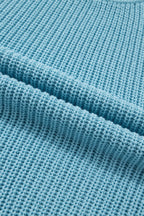 Mist Blue Exposed Seam Detail Half Sleeve Loose Sweater
