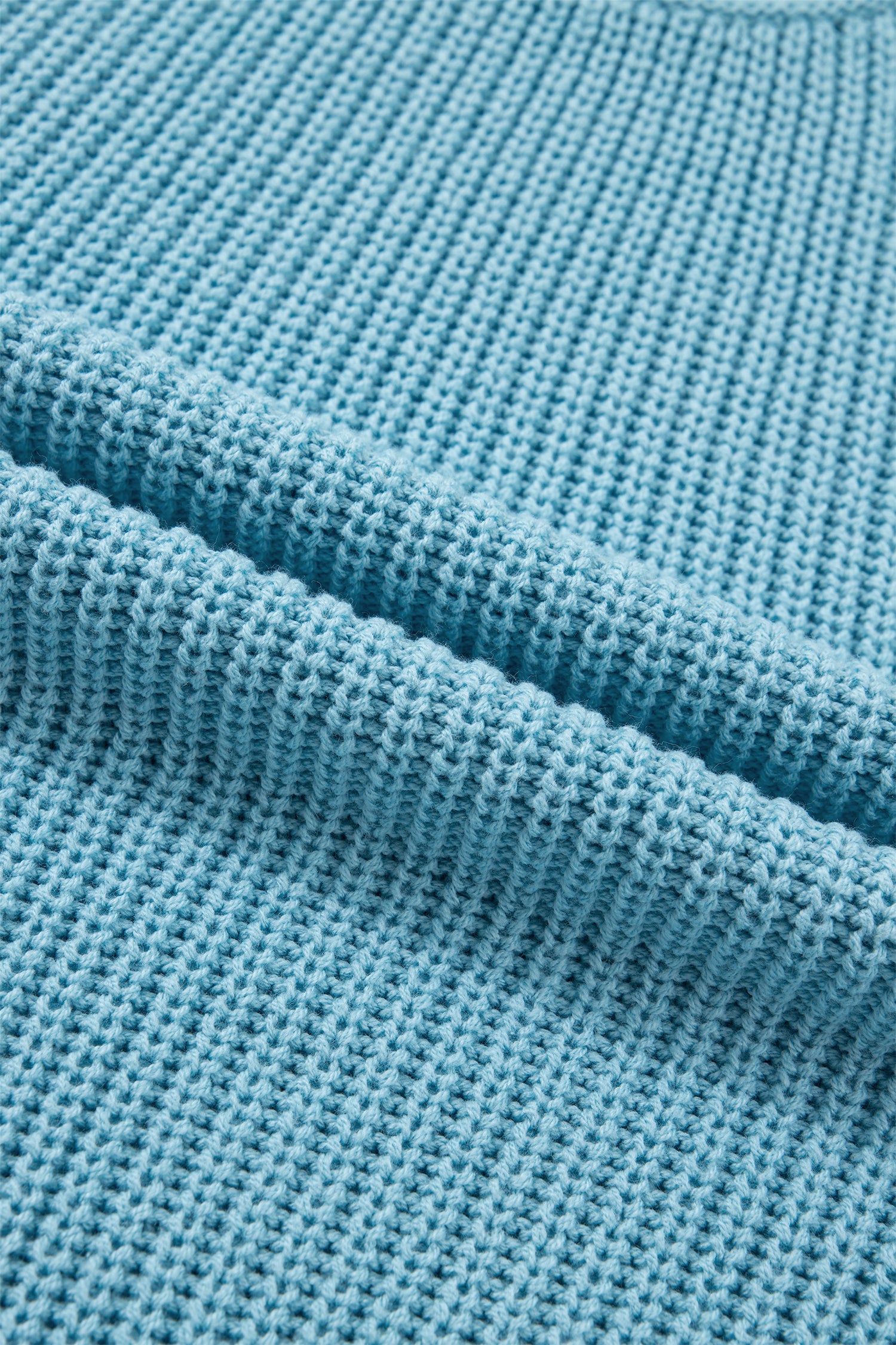 Mist Blue Exposed Seam Detail Half Sleeve Loose Sweater