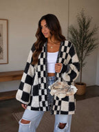 Oversized Checkered Knit Cardigan PreOrder