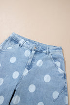 Casual ankle-length jeans by Dear-Lover with polka dot pattern, metal buttons, and a relaxed fit for everyday wear.