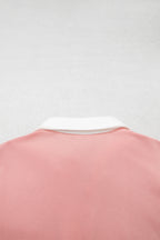 Smoke Green Striped Color Block Pullover Top Drawstring Shorts Set