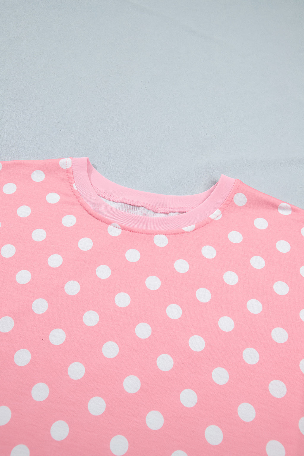 Sky Blue Polka Dot Oversized Top Drawstring Short Set