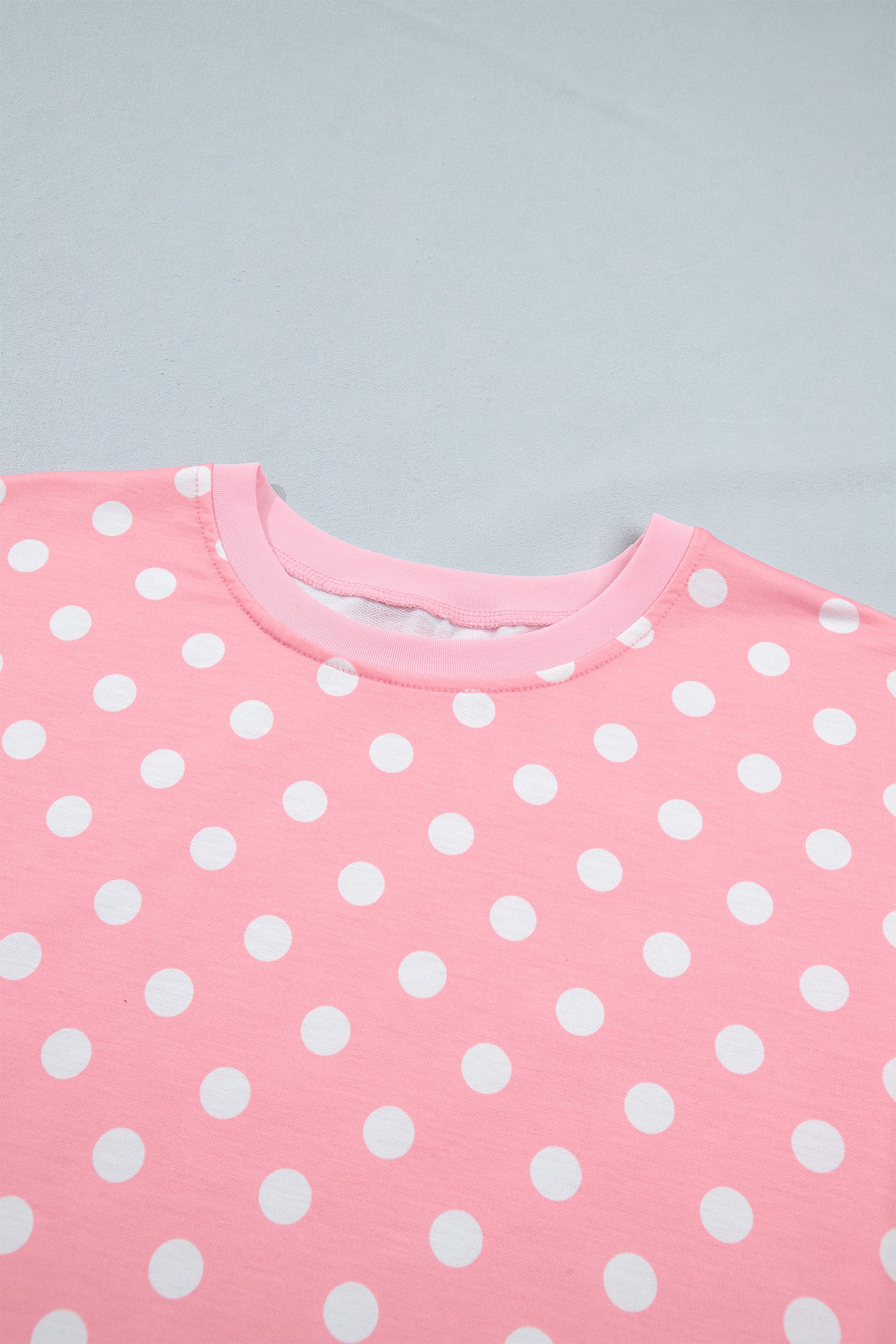 Sky Blue Polka Dot Oversized Top Drawstring Short Set