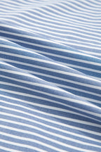Sky Blue Stripe Crisscross Lace Detail Mixed Striped Patchwork Plus Size Shift Long Dress