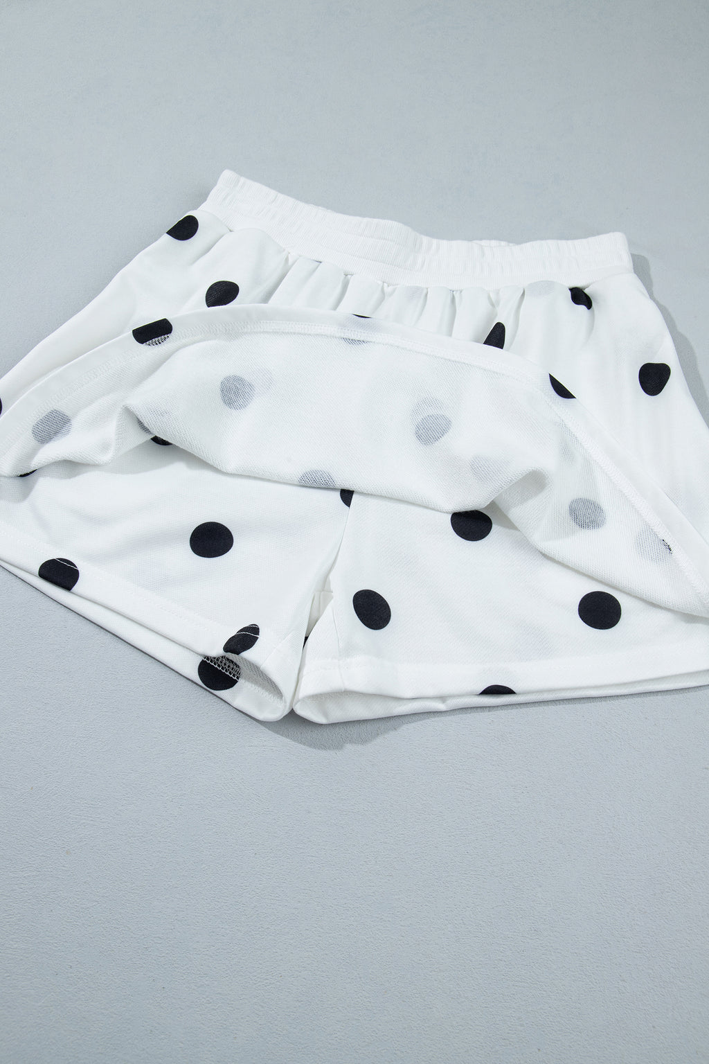 Red Polka Dot Raw Hem Relaxed Pullover Loose Skort Two Piece Set