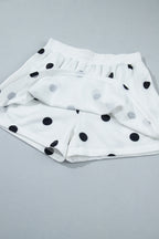 Red Polka Dot Raw Hem Relaxed Pullover Loose Skort Two Piece Set