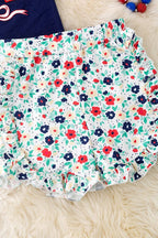 USA Floral applique navy blue top & floral bottoms. OFG50581 AMY