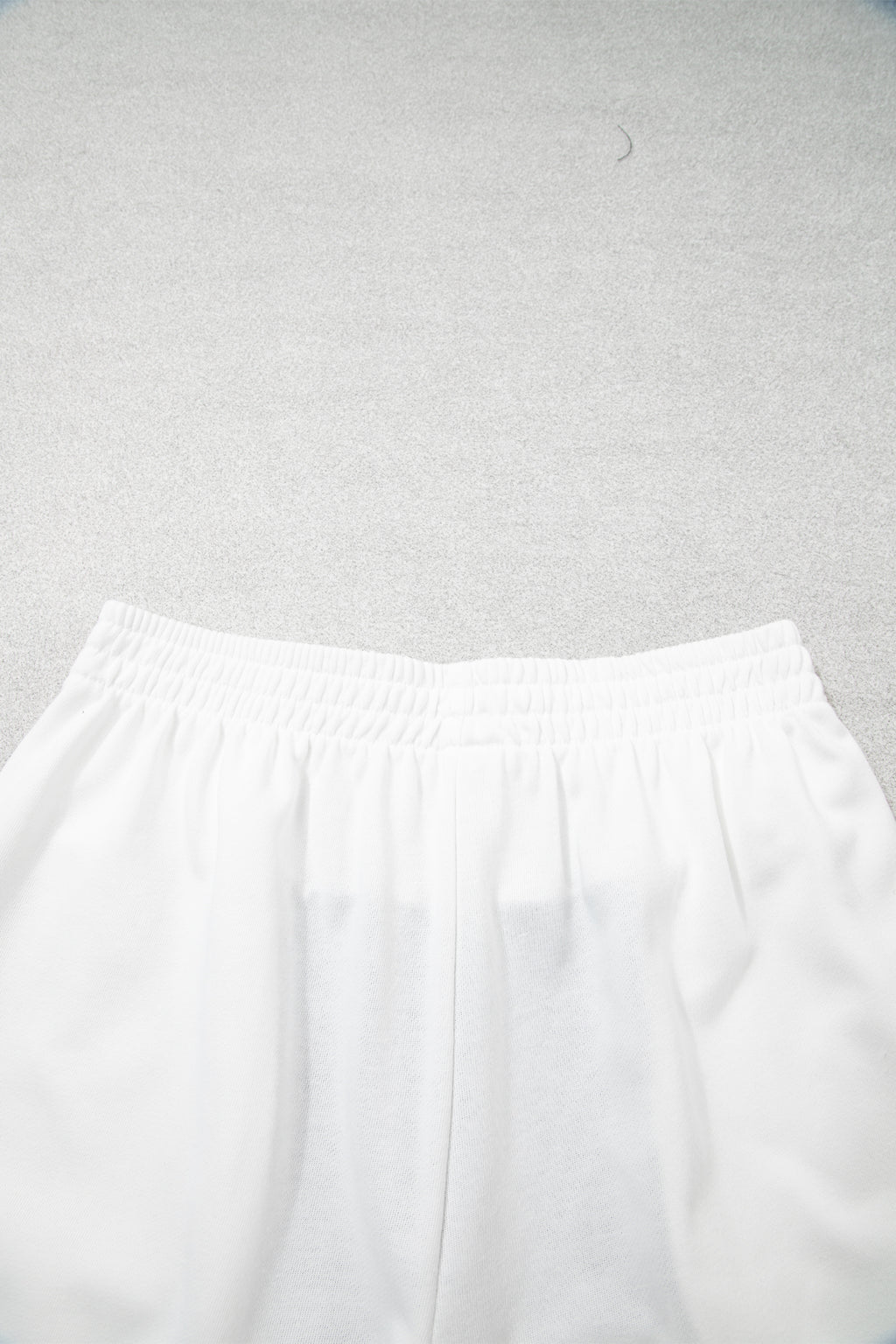 Chicory Coffee Exposed Seam Detail Half Sleeve Top Elastic Waist Shorts 2pcs Set