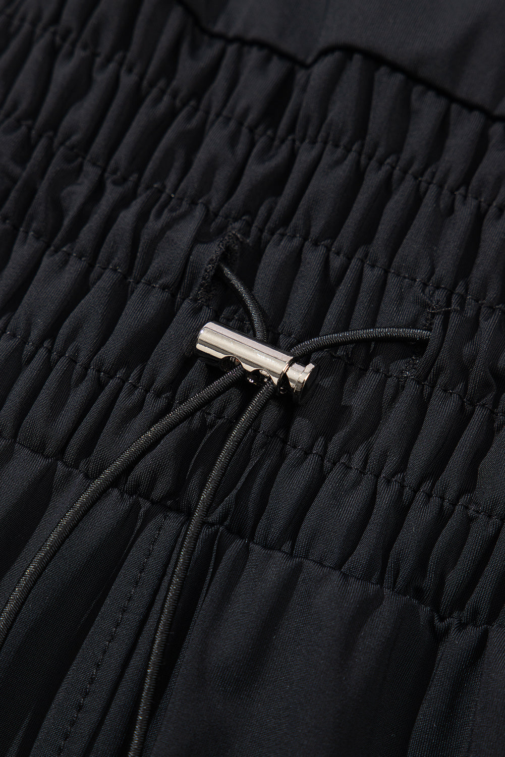 Plain Sleeveless Loop Drawstring Cinched Waist Romper