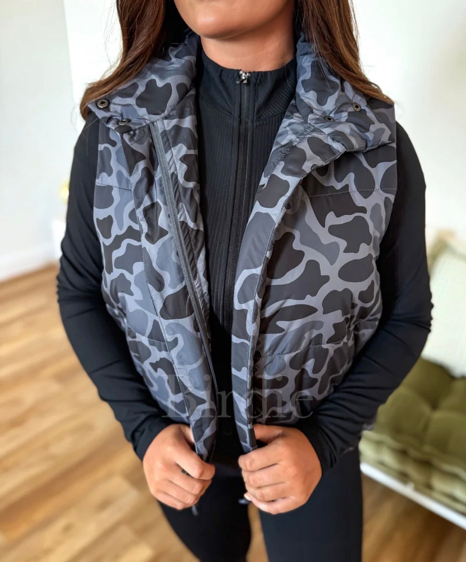 Black Camo Puffer Vest