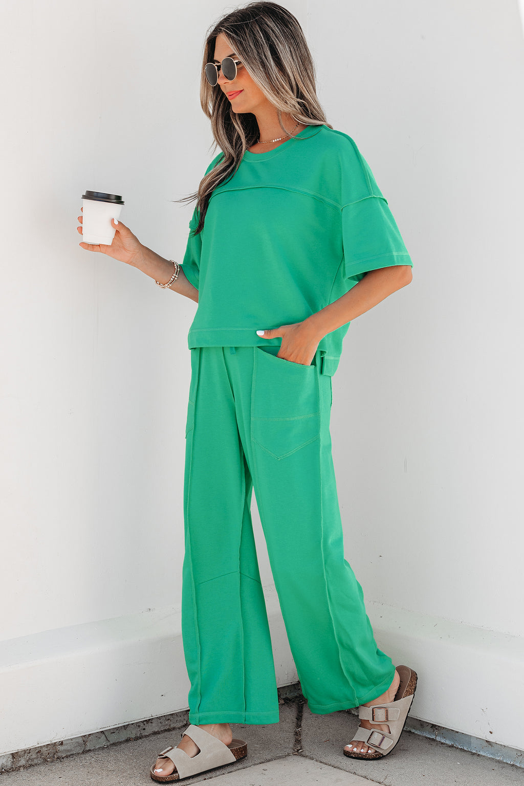Drop Shoulder Boxy Tee and Barrel Pants Set