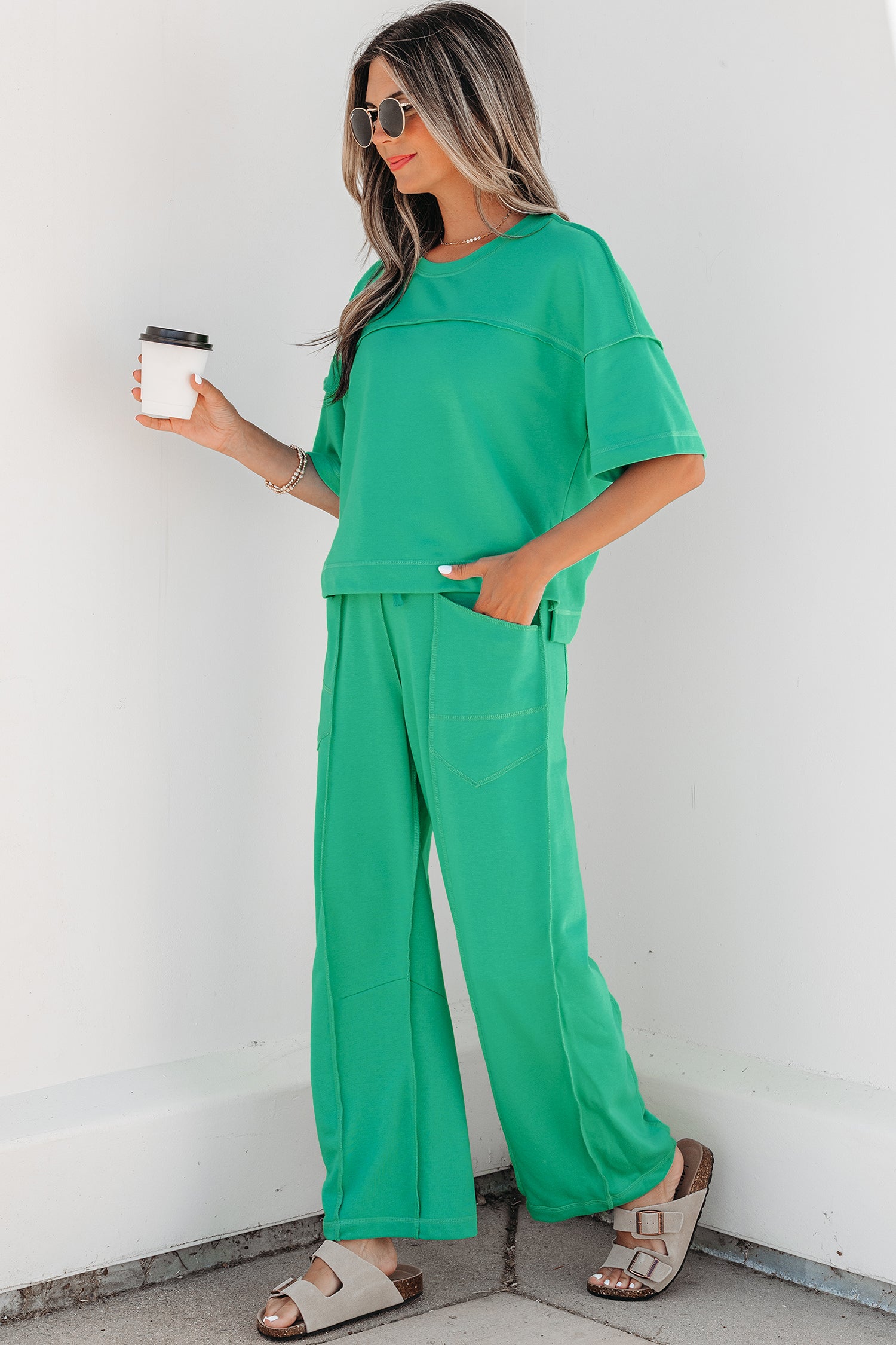 Drop Shoulder Boxy Tee and Barrel Pants Set
