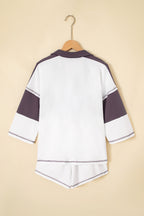 Chicory Coffee Exposed Seam Detail Half Sleeve Top Elastic Waist Shorts 2pcs Set