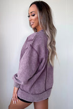 Mineral Wash Exposed Seam Side Slit Sweatshirt