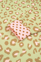 Pink Leopard Polka Dot Colorblock Trim Long Sleeve Top
