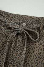 Black Leopard Print Loose Denim Shorts