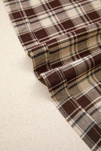 Brown Plaid Long Sleeve Short Shift Mini Dress