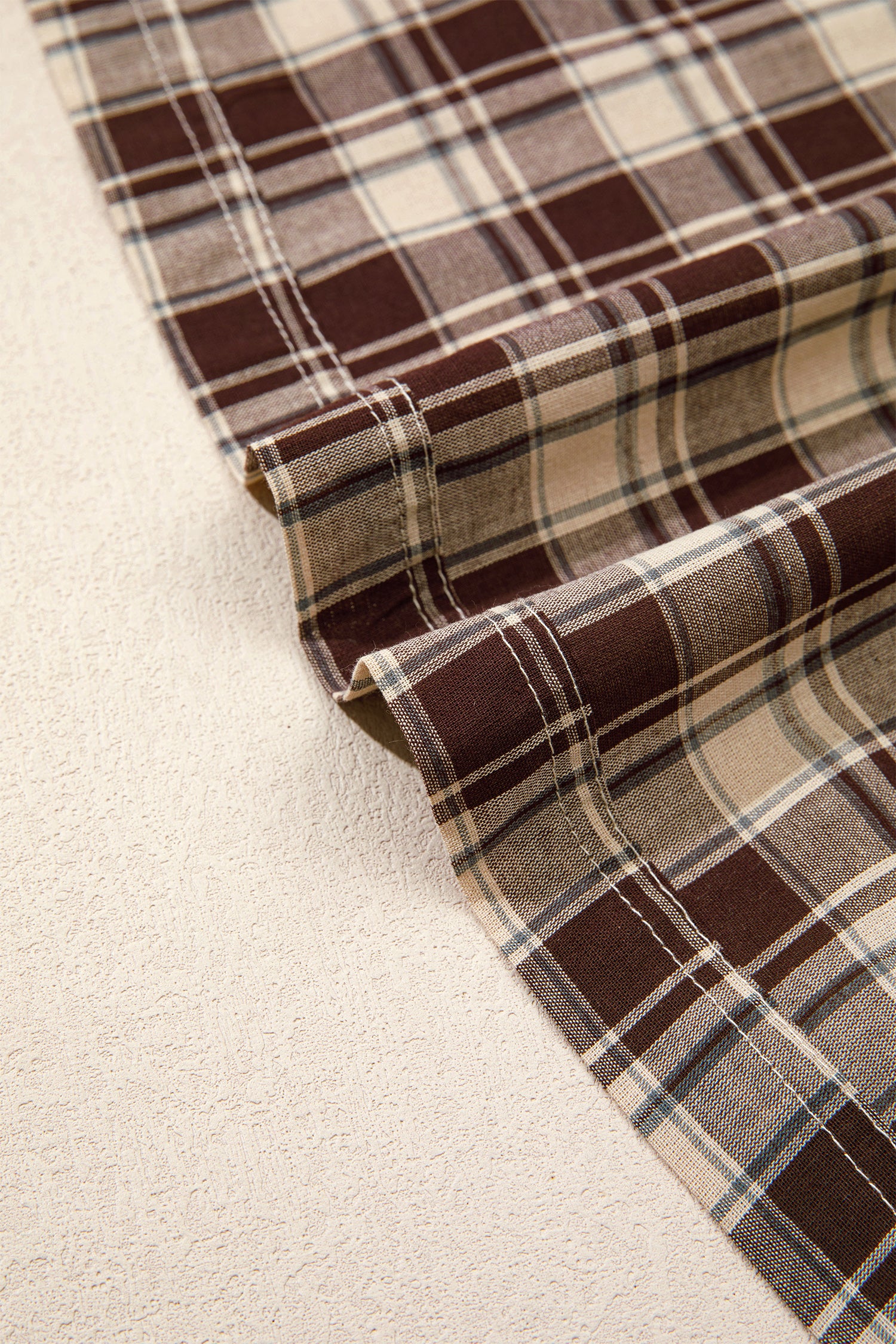 Brown Plaid Long Sleeve Short Shift Mini Dress
