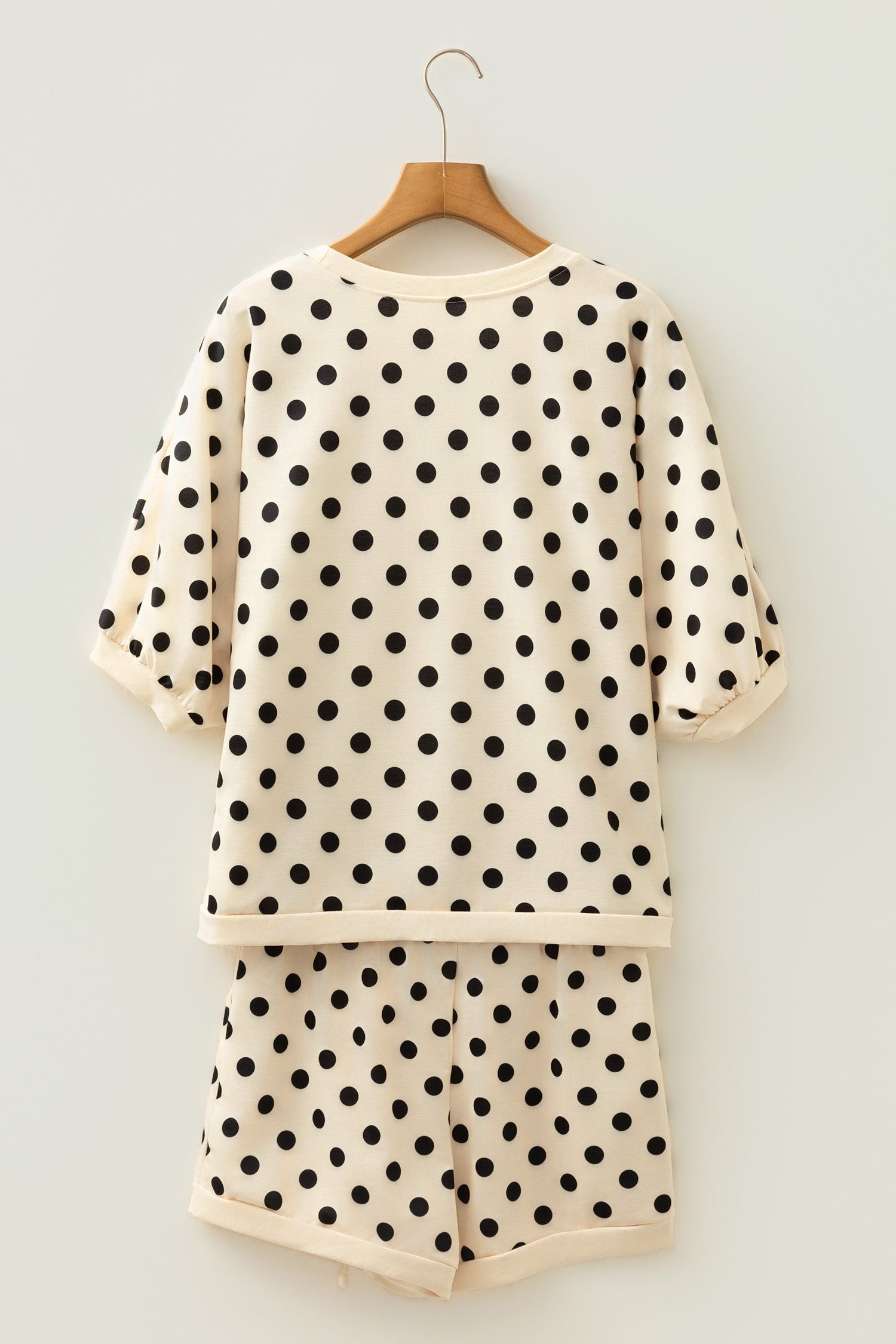 Sky Blue Polka Dot Oversized Top Drawstring Short Set