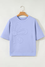 Floral Patched Half Sleeve Tunic Top
