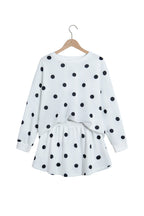 Red Polka Dot Raw Hem Relaxed Pullover Loose Skort Two Piece Set