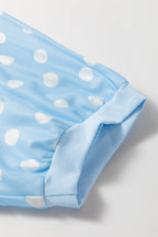 Sky Blue Polka Dot Oversized Top Drawstring Short Set