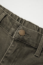 Color Square Patch Pocket Ankle-length Barrel Jeans