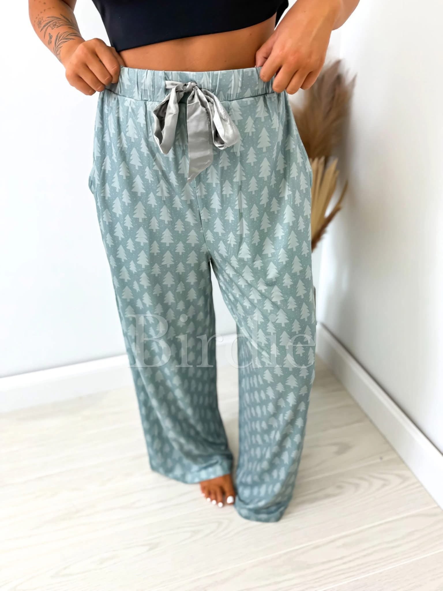 Twinkle Tree Pajama Pants with Satin Bow