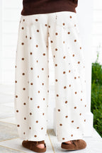 Beige Polka Dot Print Plus Size Barrel Jeans