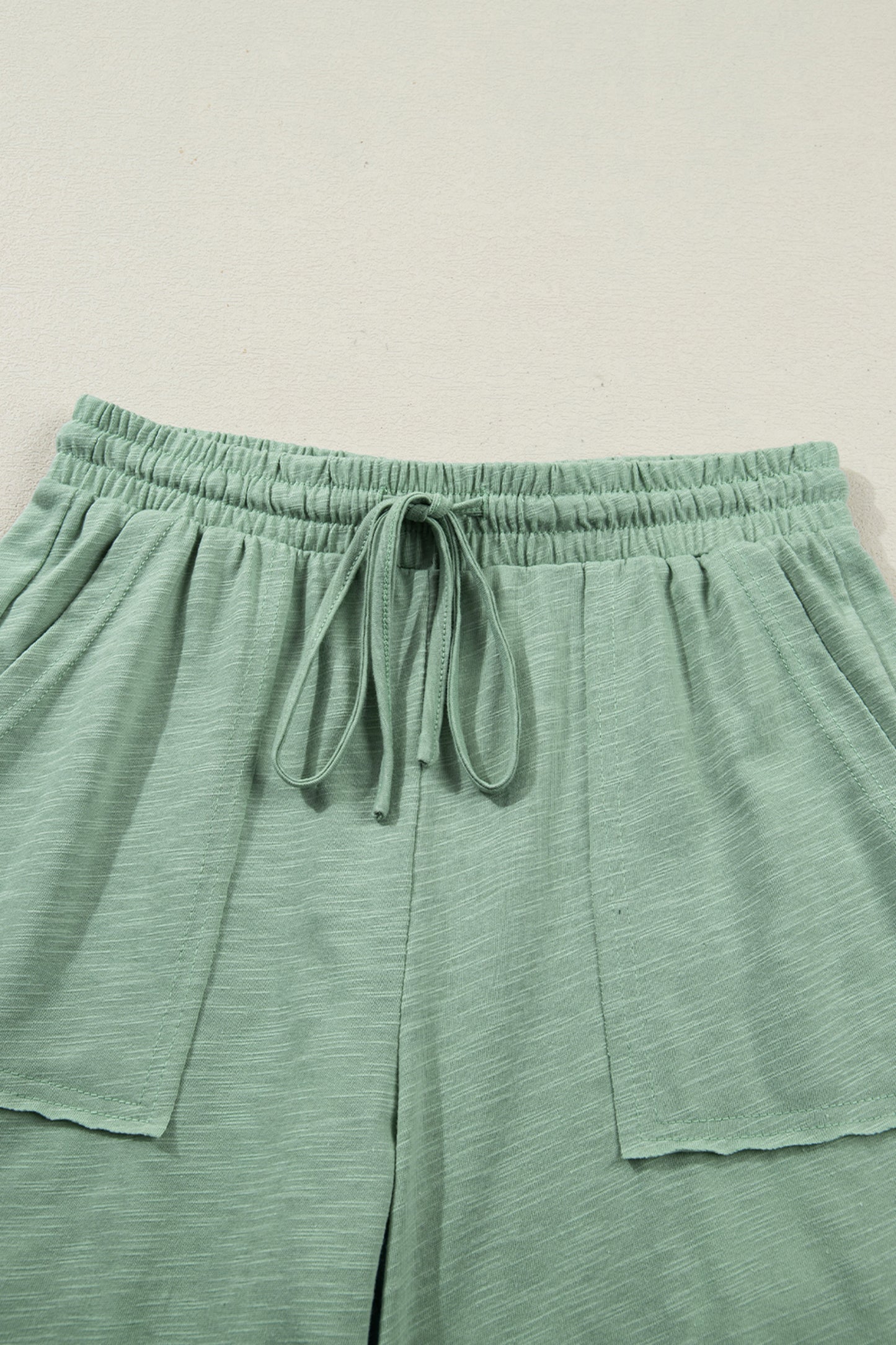 Canton Cuffed Short Sleeve Tee Raw Seam Patch Pocket Drawstring Pants Set