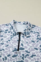 Abstract Patterned Polo Collar T Shirt and Shorts Set