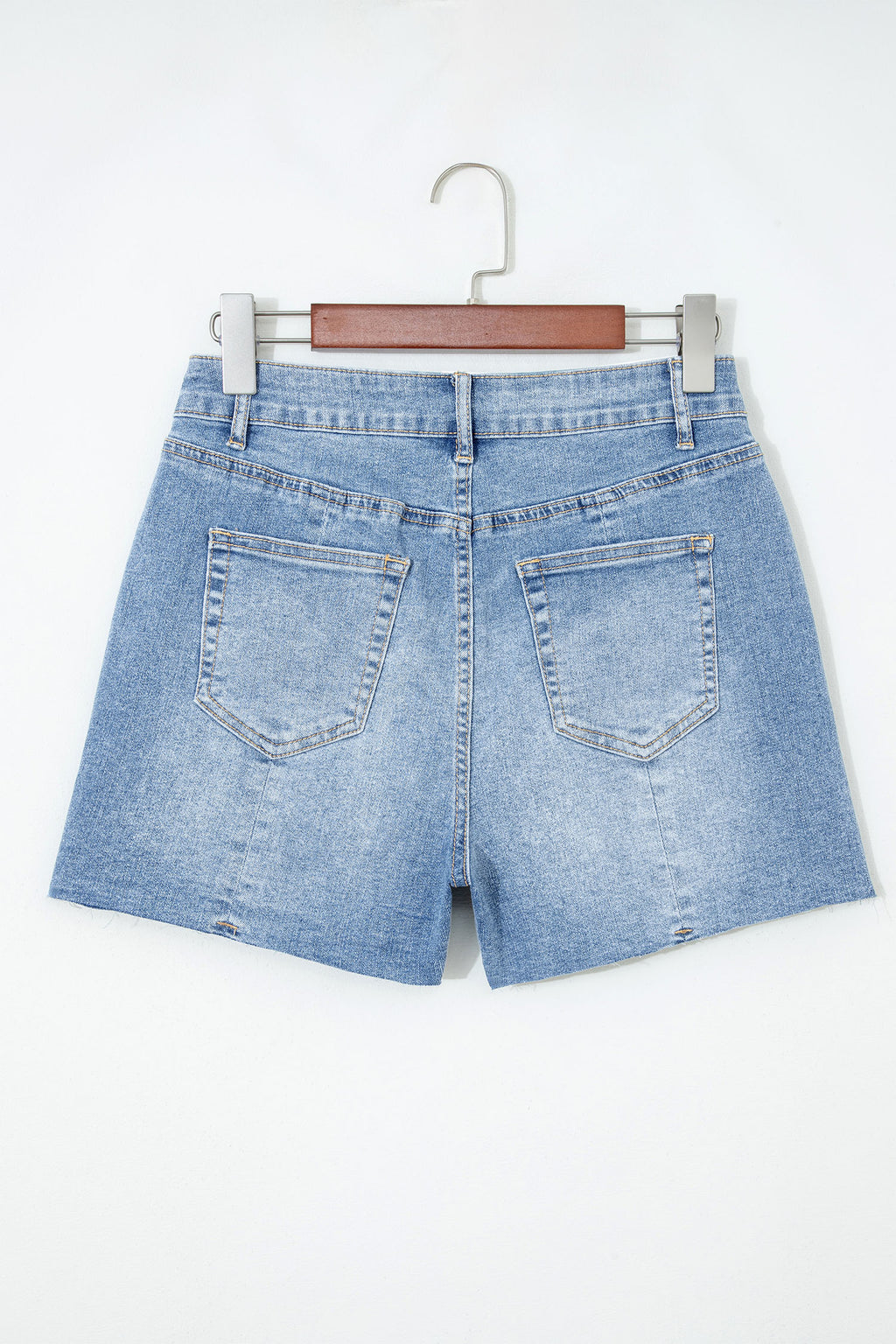 Beau Blue Acid Wash Raw Hem Denim Shorts