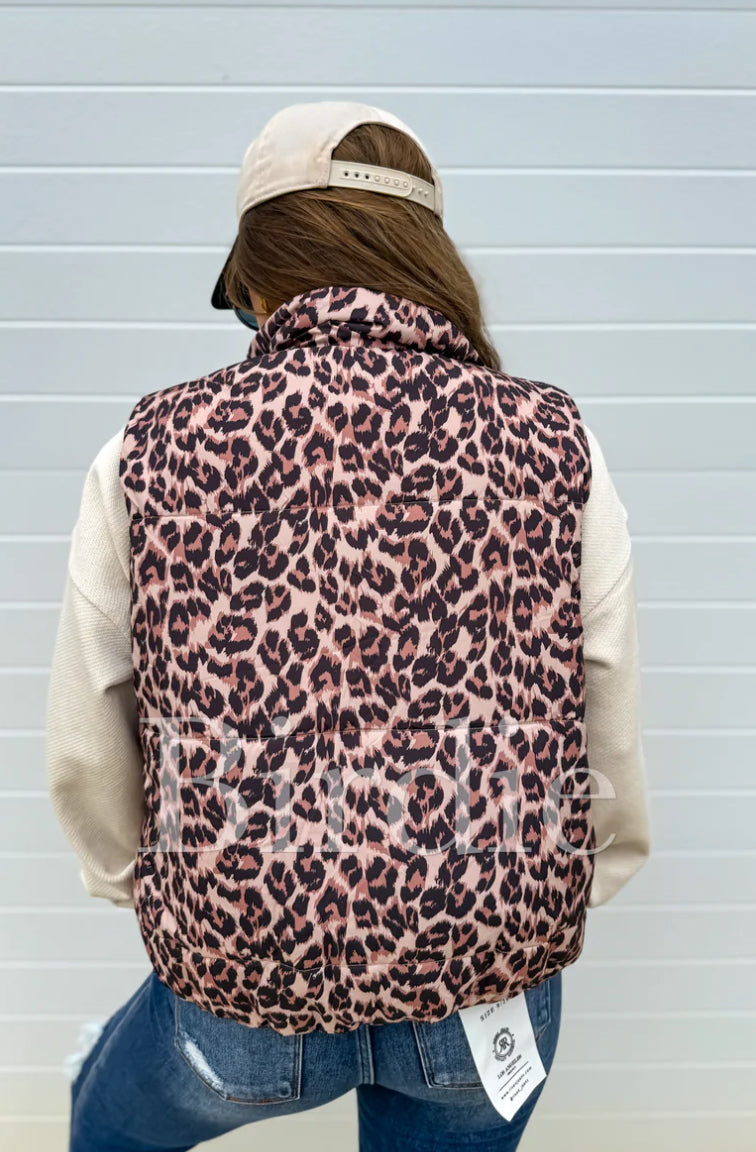 Leopard Puffer Vest