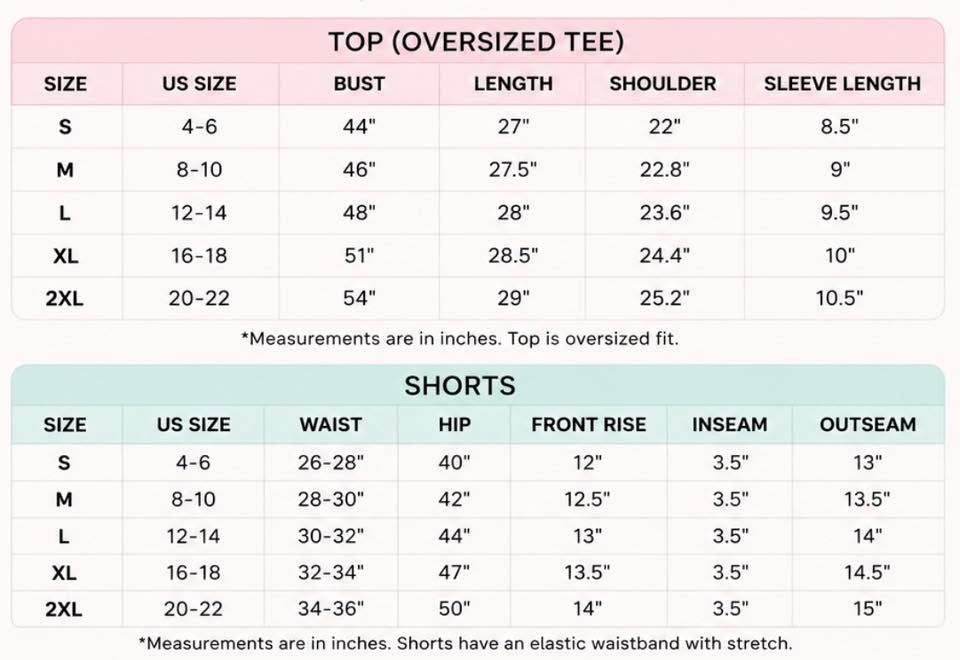 Oversized Tee & Short Set Preorder